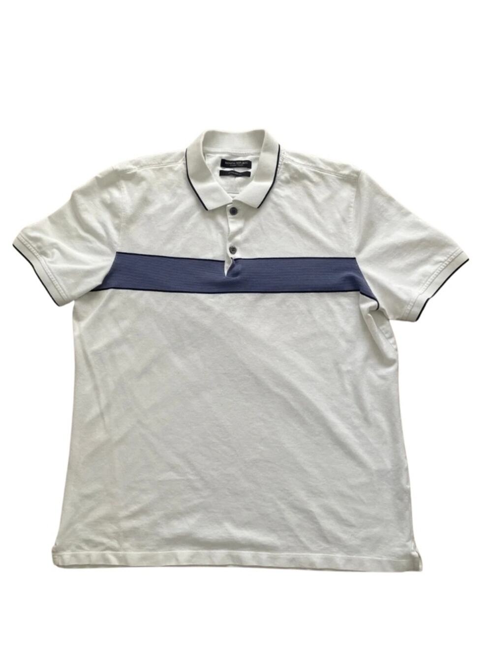 Banana Republic White Polo with Blue Chest Stripe, Men XL #0170